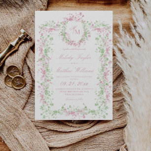 Delicate zachte pastel sierlijke kam wedding kaart