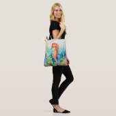 Delicate zeepaardje met koraalrif Waterverf Tote Bag (Op model)