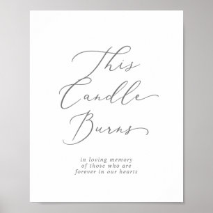 Delicate Zilver Deze Kaars Brandt Herdenking Bord Poster
