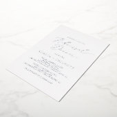 Delicate Zilver Folie Calligrafie Oefen Diner Folie Uitnodiging (Gedraaid)