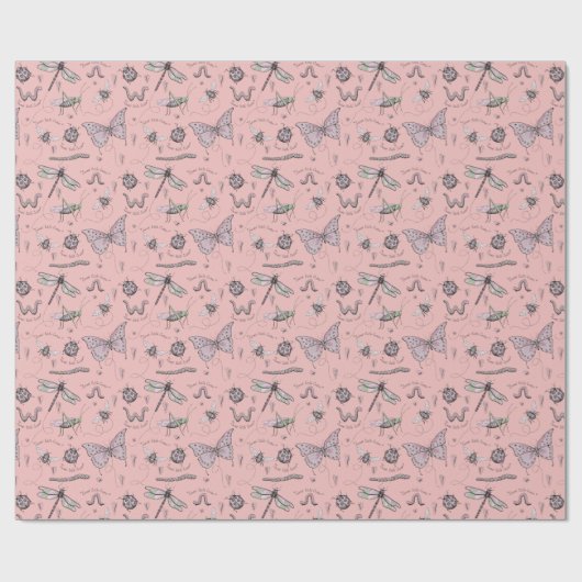 Delicate Zoete Kleine Critter Vrouwelijke Blush Ro Cadeaupapier (Vlak)