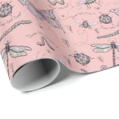Delicate Zoete Kleine Critter Vrouwelijke Blush Ro Cadeaupapier (Rol Hoek)