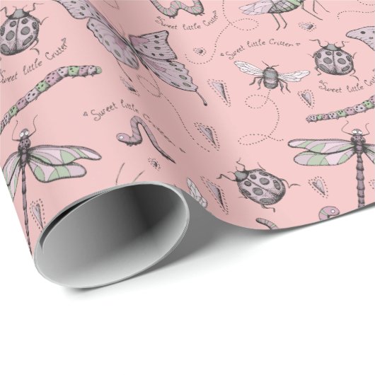 Delicate Zoete Kleine Critter Vrouwelijke Blush Ro Cadeaupapier (Rol Hoek)