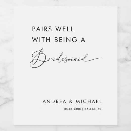 Delicate zoete paren goed met een bruidsmeisje te  wijn etiket (Enkel label)