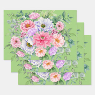 Delicate zomer tuin partij bloemen inpakpapier vel