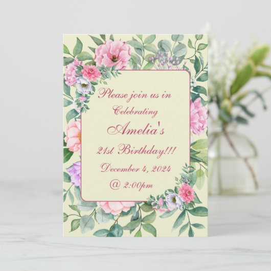 Delicate Zomertuinfeest Bloemen Verjaardag Kaart (Staand voorkant)