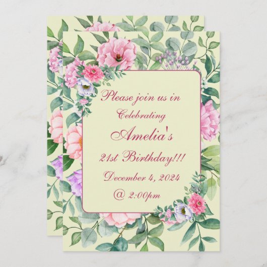 Delicate Zomertuinfeest Bloemen Verjaardag Kaart (Voorkant / Achterkant)