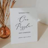 Delicate zwart bruiloft puzzel gastenboek reclamebord met voetstuk