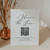 Delicate zwart Deel de liefde QR code bruiloft Reclamebord Met Voetstuk