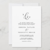 Delicate zwart formeel monogram alles in één bruil kaart (Voorkant)