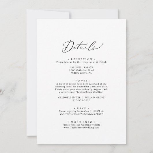 Delicate zwart formeel monogram alles in één bruil kaart (Achterkant)