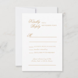 Delicate Zwart, Ivoor, en Gouden Script Bruiloft RSVP Kaartje