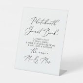 Delicate zwart kalligrafie photobooth Gastenboek Reclamebord Met Voetstuk (Voorkant)