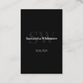 Delicate zwart makelaar professioneel onroerend go visitekaartje (Achterkant)