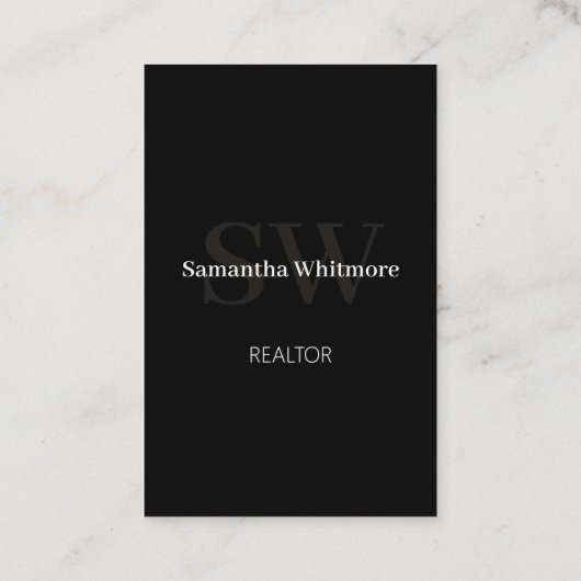 Delicate zwart makelaar professioneel onroerend go visitekaartje (Achterkant)