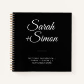 Delicate zwart modern bruiloft gast Notitieboek (Voorkant)