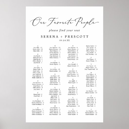 Delicate zwart Onze favoriete mensen zitkaart Poster (Voorkant)