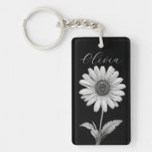 Delicate zwart-wit Daisy Sleutelhanger (Voorkant)