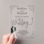 Delicate zwart-wit romantische paar bruiloft acryl uitnodigingen (Insitu (Draagbaar))