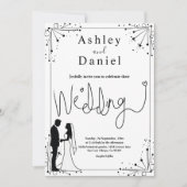 Delicate zwart-wit romantische paar bruiloft kaart (Voorkant)