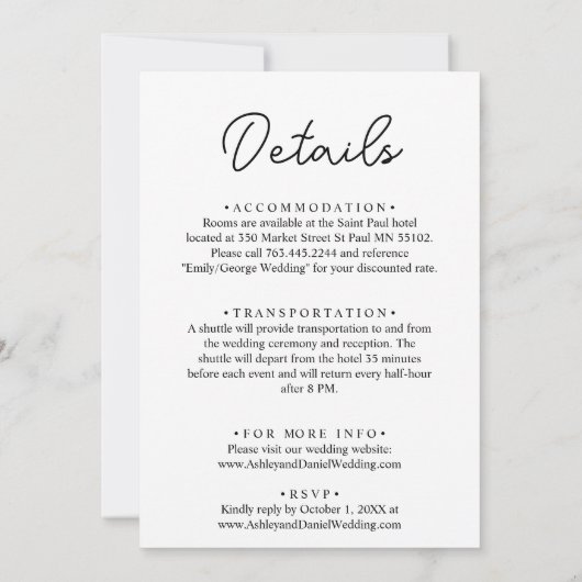 Delicate zwart-wit romantische paar bruiloft kaart (Achterkant)