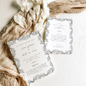 Delicate Zwart Witte Bloem Voor- en Achterkant Tro Kaart