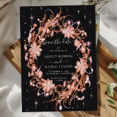 Delicate zwarte  bloem Bewaar de datum Kaart