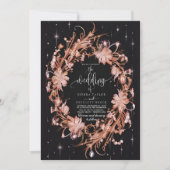 Delicate zwarte bloemen bruiloft kaart (Voorkant)