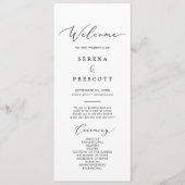 Delicate zwarte kalligrafie Ampersand Wedding Programmakaart (Voorkant)