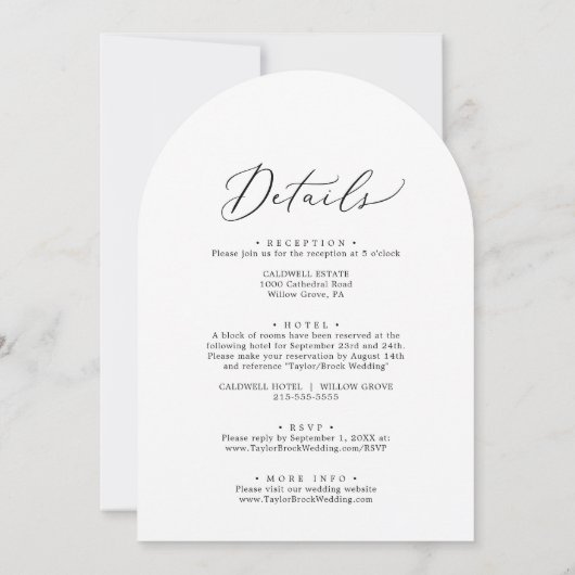 Delicate zwarte kalligrafie boog alles in een brui kaart (Achterkant)