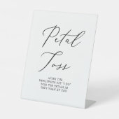 Delicate zwarte kalligrafie bruiloft bloemblaadje reclamebord met voetstuk (Voorkant)