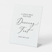 Delicate zwarte kalligrafie bruiloft dansende voet reclamebord met voetstuk (Voorkant)