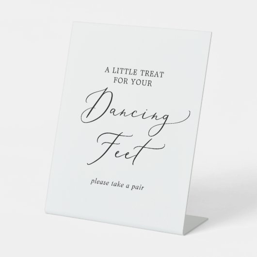 Delicate zwarte kalligrafie bruiloft dansende voet reclamebord met voetstuk (Voorkant)