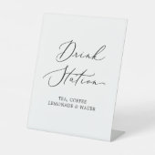 Delicate zwarte kalligrafie bruiloft Drink station Reclamebord Met Voetstuk (Voorkant)