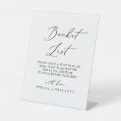 Delicate zwarte kalligrafie bruiloft emmer lijst reclamebord met voetstuk (Voorkant)