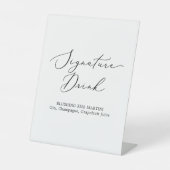 Delicate zwarte kalligrafie bruiloft handtekening reclamebord met voetstuk (Voorkant)