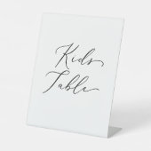 Delicate zwarte kalligrafie bruiloft Kinder tafel Reclamebord Met Voetstuk (Voorkant)