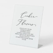 Delicate zwarte kalligrafie bruiloft koekje smaken reclamebord met voetstuk (Voorkant)