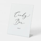 Delicate zwarte kalligrafie bruiloft Snoep Bar Reclamebord Met Voetstuk (Voorkant)