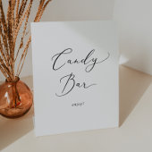 Delicate zwarte kalligrafie bruiloft Snoep Bar Reclamebord Met Voetstuk