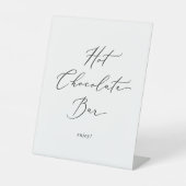 Delicate Zwarte Kalligrafie Hete Chocolade Bar Reclamebord Met Voetstuk (Voorkant)