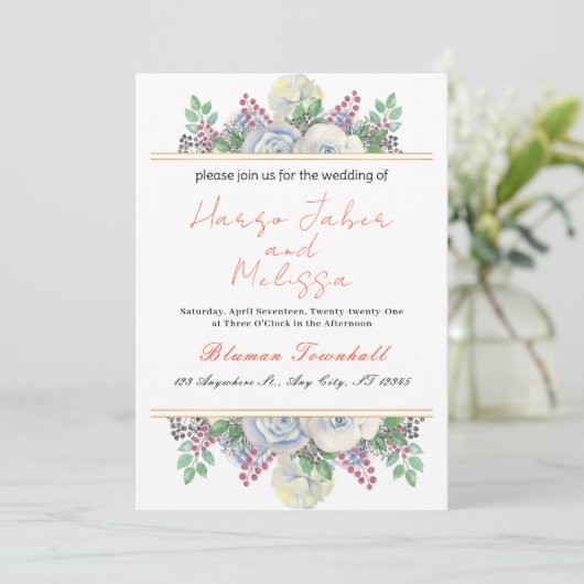 Delicate zwarte kalligrafie in één bruiloft VI Kaart (Staand voorkant)