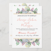 Delicate zwarte kalligrafie in één bruiloft VI Kaart (Voorkant / Achterkant)