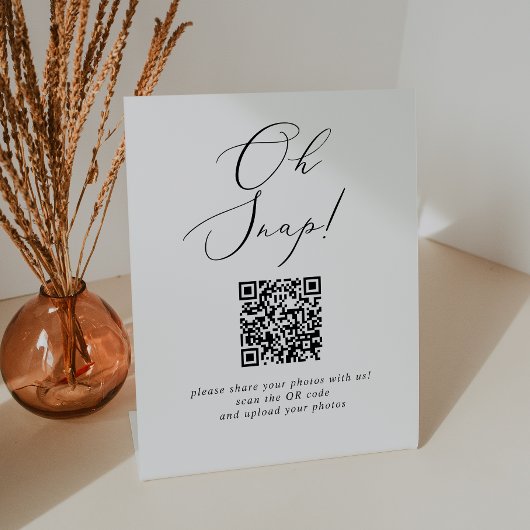 Delicate zwarte kalligrafie op Snap QR-code bruilo Reclamebord Met Voetstuk