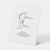 Delicate zwarte kalligrafie open bar reclamebord met voetstuk (Voorkant)