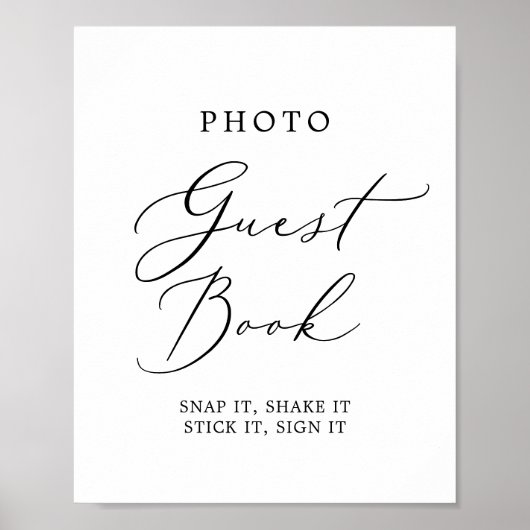 Delicate zwarte kalligrafie Poster van het gastboe (Voorkant)