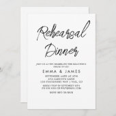Delicate zwarte kalligrafie repetitie diner uitnod kaart (Voorkant / Achterkant)