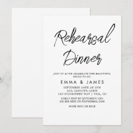 Delicate zwarte kalligrafie repetitie diner uitnod kaart