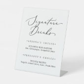 Delicate Zwarte Kalligrafie Signature Drinken Reclamebord Met Voetstuk (Voorkant)
