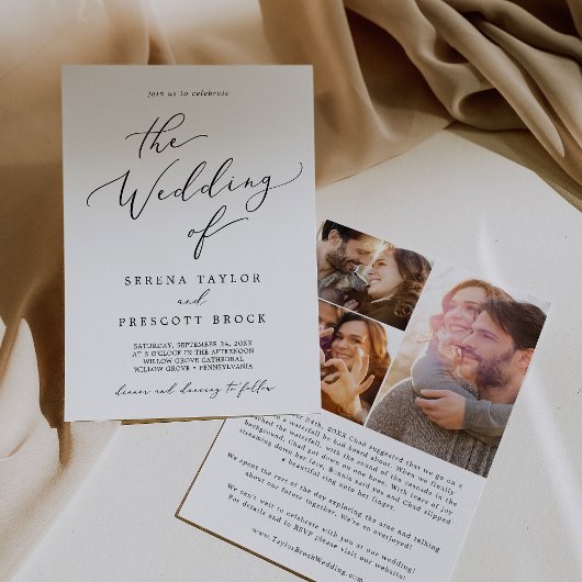 Delicate zwarte kalligrafie voorstel verhaal bruil kaart